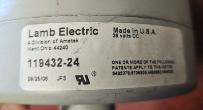 #ad Used Ametek 119432 24 Vac Motor 36V Dc 3 Stage. fits Nilfisk and others $113.42