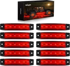 Nilight 10PCS 3.8 Inch 6 LED Red Side Marker Light Indicator Light