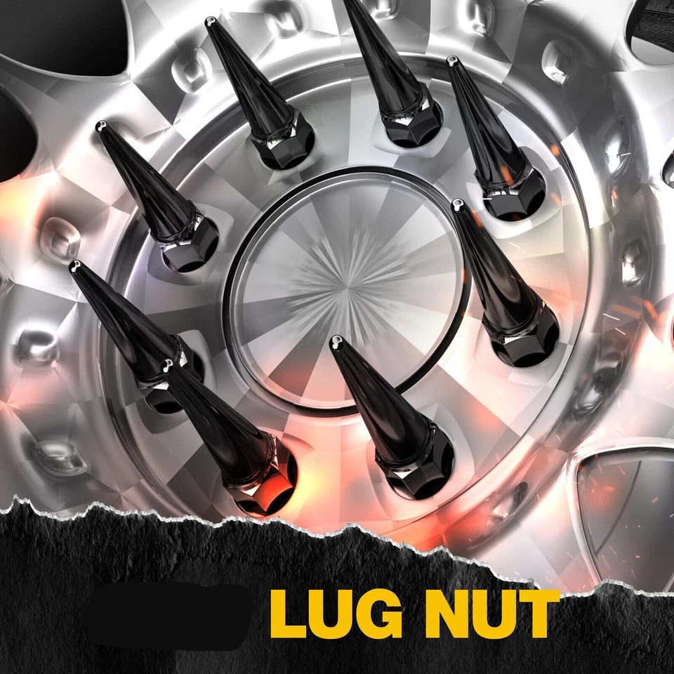 24 PIEZAS tuercas de clavo negras 14x1,5 para Chevy Silverado Tahoe 4,4" de alto con llave Foto 2 de 4