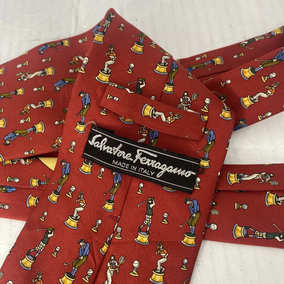 SALVATORE FERRAGAMO CORBATA ROJA HOMBRE GOLF Y TENIS ANCHO: 3,75 LONGITUD: 58 Foto 3 de 4