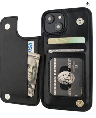 ONETOP Compatible with iPhone 14 Wallet Case with Card Holder, PU Leather Kickst