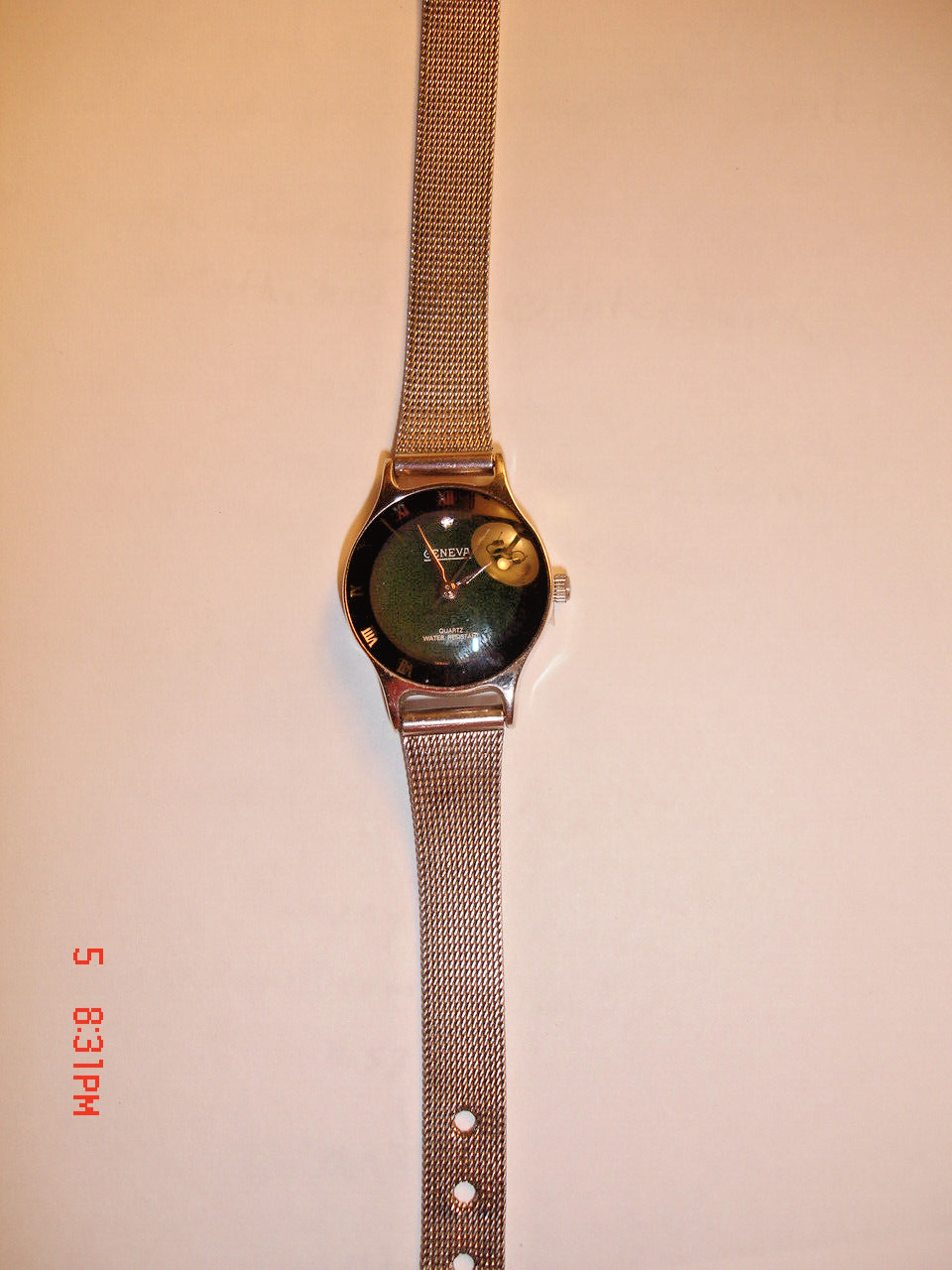 Preowned, unisex, GENEVA watch; with green dial, steelmesh band, & new battery eBay