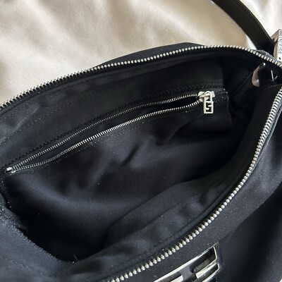 Fendi Mamma Baguette Black Nylon Shoulder Bag Auth 43690 | eBay