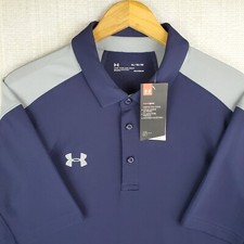 NEW UNDER ARMOUR Size XL Mens Performance Polo Shirt HeatGear Blue Golf Wicking
