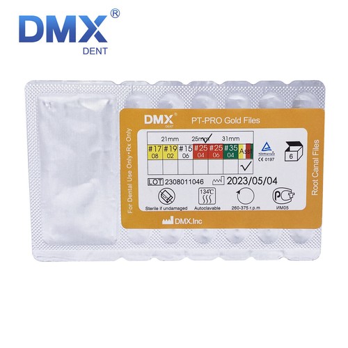 DMXDENT Dental Endo Rotativo Canal Raíz Limas PT-PRO Oro Surtido 21/25mm 6 Piezas - Imagen 13 de 16
