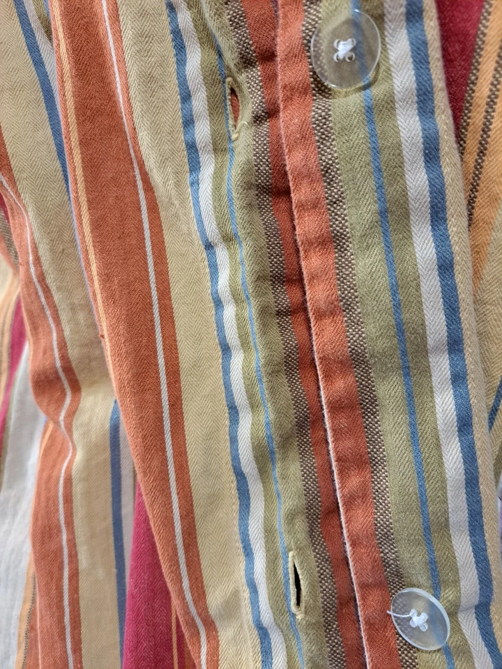 Funda nórdica Pottery Barn Serape mezcla de lino a rayas terracota suroeste F/Q Foto 3 de 4