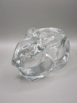 Bunny Rabbit Candle Holder Clear Glass Votive Easter Decoration Heavy