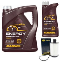MotoröL Set Mannol Energy Premium 5W-30 6 Liter + ÖLfilter FüR Chevrolet Opel