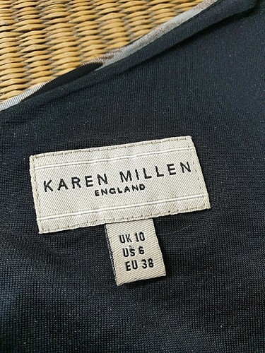 Karen Millen Ladies Size 10 Swirly Abstract Brown/Grey/Black Layered Dress DJ158 - Picture 7 of 10