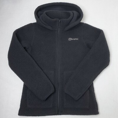 Berghaus Womens Size Small Full Zip Fleece Jacket Hooded Black Pockets Collared