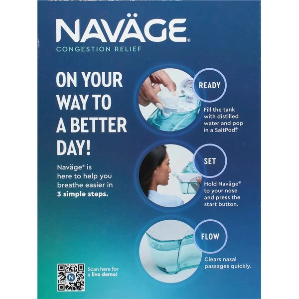 Navage Cuidado Nasal para Alivio de Congestión- (Sal-Vainas No Incluidas) Foto 4 de 4