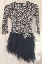 Girls KATE MACK~BLACK Leopard DRESS~size 8~NEW~Party~Asymmetrical Tiered Hem