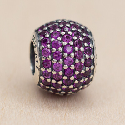 New Authentic Pandora Charm Red Pave Lights Bead 791051CZR W Tag & Suede Pouch