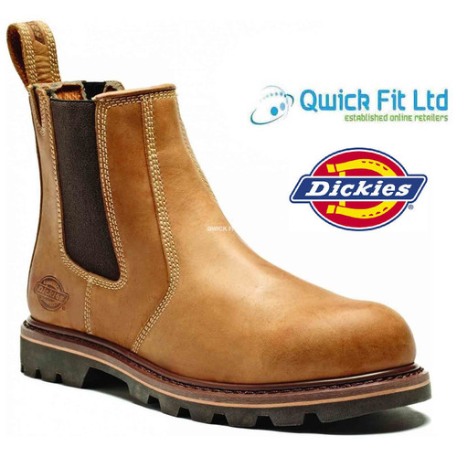MENS DICKIES FIFE LEATHER STEEL TOE SAFETY CHELSEA DEALER SLIP ON WORK