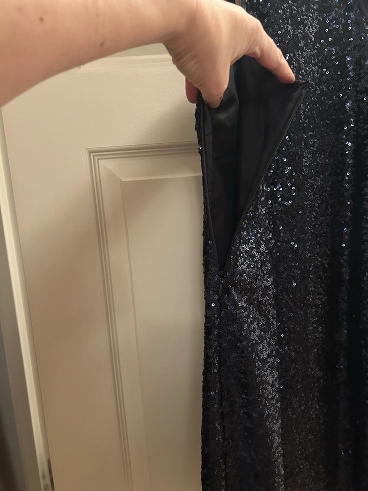 Платье-футляр RYCH с подкладкой темно-синее с блестками размер 6 - Изображение 4 из 4