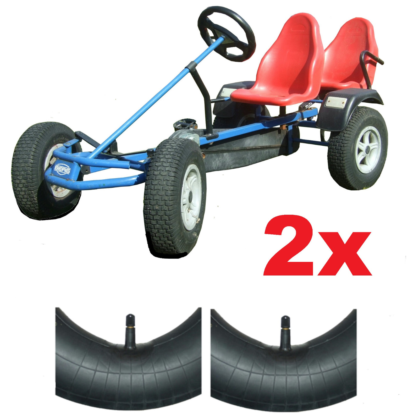 2x Schlauch 4.804.00-8 Ventil gerade für GoKart Reifen Dino,Berg 400x100