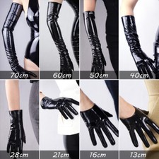 Lady Shiny Patent Leather PU Gloves Wrist Long Wet Look Latex Club Party 13-70CM