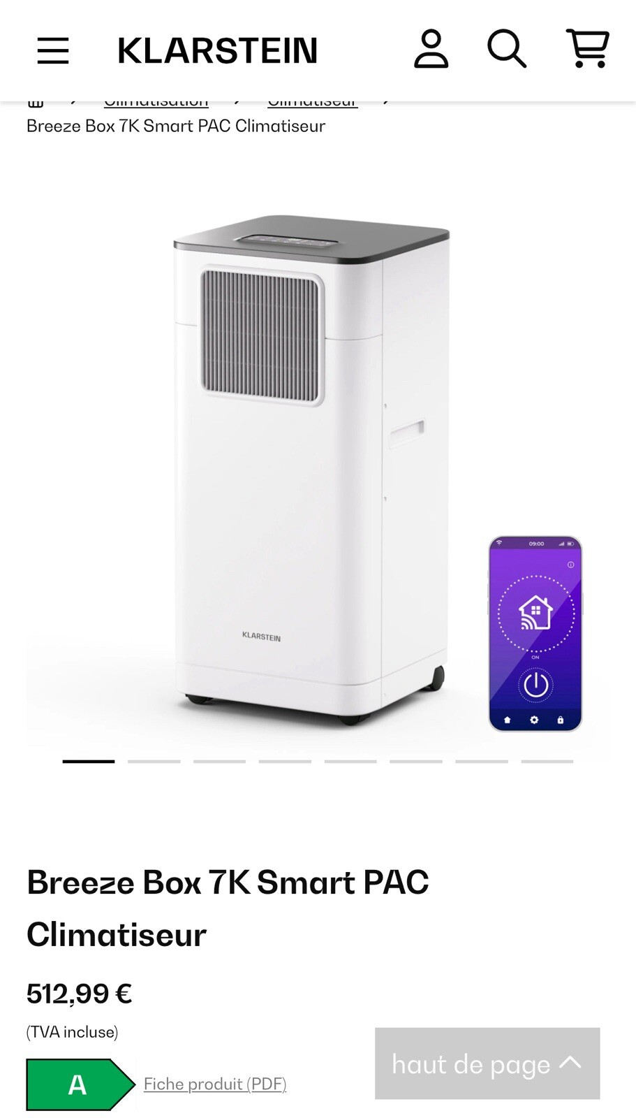 Climatiseur reversible Klarstein Breeze Box 7K Smart Clim blanc PAC - 2