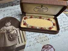Armband, 585 Gold, antike Box, Koralle, Süßwasserperlen, Armreif, Jugendstil