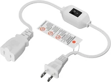 White on off Switch Extension Cord [2-Feet], 2-Prong/2 Outlet Polarized Extensi