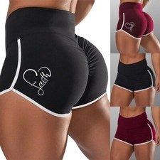 Ladies Women High Waist Yoga Sports Shorts Ruched Push Up Gym Workout Hot Pants