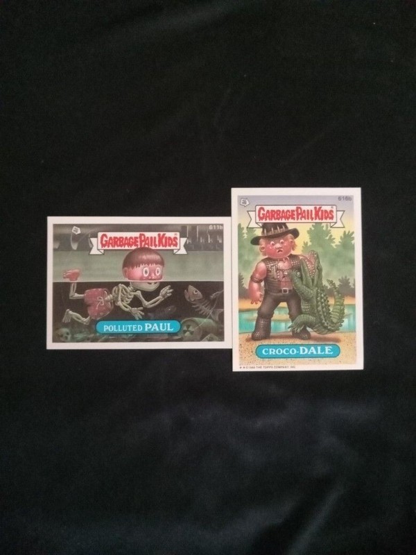 2 Garbage Pail Kids 1988 Stickers Cards  Pollluted Paul #611b / Croco Dale #616b