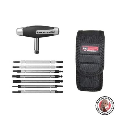 NEW ANEX Screwdriver Replaceable Action Grip with Storage Case, Set of 7 Bits,
