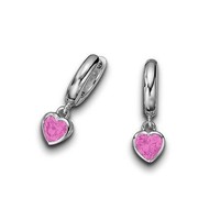 Scharnier Creolen Ohrringe Zirkonia MäDchen Rosa Frauen Herz HäNger Silber 925