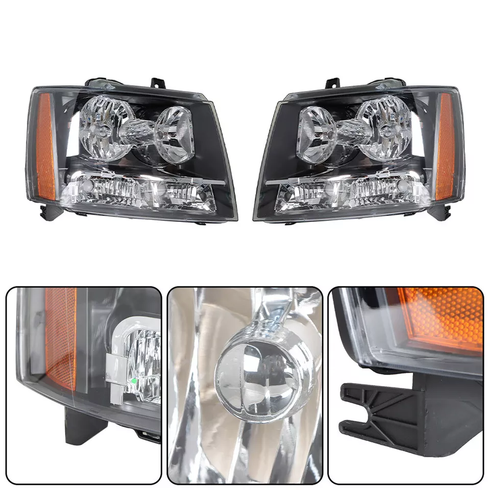 Faros negros aptos para Chevy Avalanche Tahoe Suburban 2007-2014 esquina ámbar Foto 2 de 4