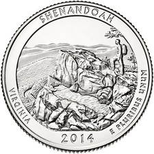 2014 D Shenandoah Park Quarter. ATB Series Uncirculated From US Mint roll.