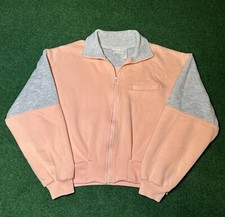 80s Nike Zip Up Sweatshirt Workout Women  s Large Peachy Pink Grey Tag