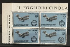 ITALY 1967 50TH ANNIV OF FIRST AIRMAL STAMP NHM Block of 4 SG 1192