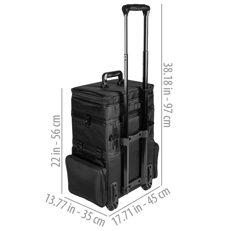 SHANY Large Travel Makeup Trolley Storage Case with Multi Compartments - BLACK - Image 4 of 4