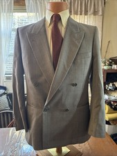 Yves Saint Laurent Men s Gray Double Breasted Suit Jacket Size Approx 43
