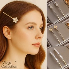 Crystal Hair Clips Gold Grips Flower Silver Slides Diamante Rhinestone Hair Pins