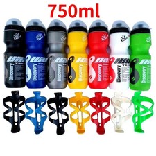 750ML Mountain Bike Bicycle Cycling Water Drink Bottle and Holder Cage Portable