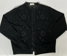 Vintage 50s 60s Fab-u-lous Angora/Lambswool Hand Beaded Cardigan Sweater Lined