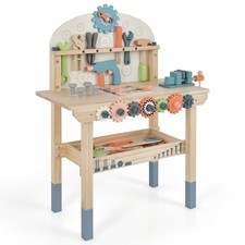 Kids Workbench Toy Large Wooden Tool Bench Toddler Pretend Play Workbench