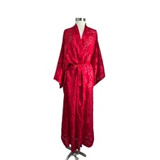 Vintage Victoria  s Secret Gold Label Long Satin Slip Robe M/L Red