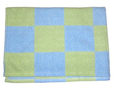 Tykes by Carters Blue Green Squares Swirls Fleece Baby Blanket 30x40"