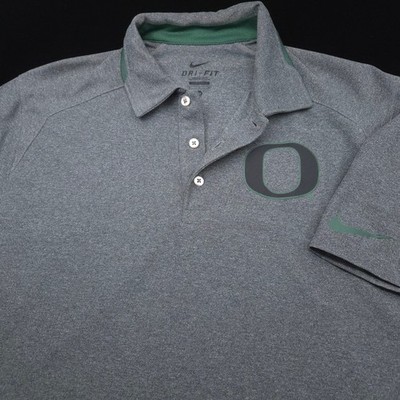 Nike Polo Mens -L- Gray Dri-Fit University of Oregon Ducks O Golf Athletic Shirt