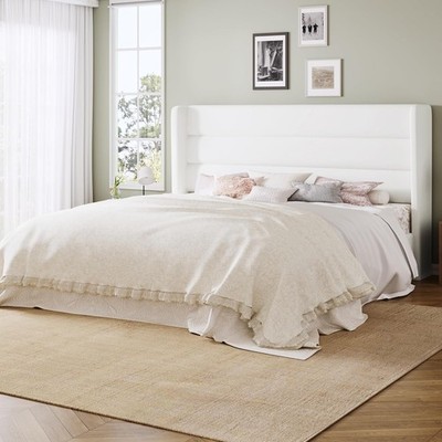 Allewie Queen Size Platform Bed Frame with Velvet Upholstered Wingback Headboard