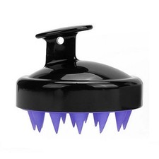 Black & Purple Scalp Massage Brush with Soft Silicone Pins for All Hair Types