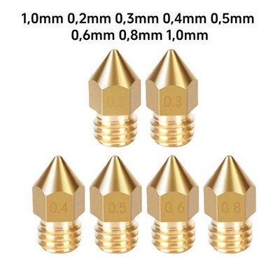 0,2mm-1mm MK8 Messing Extruder Düse Nozzle 3D Drucker CR-10 Ender Anet M6 1,75mm