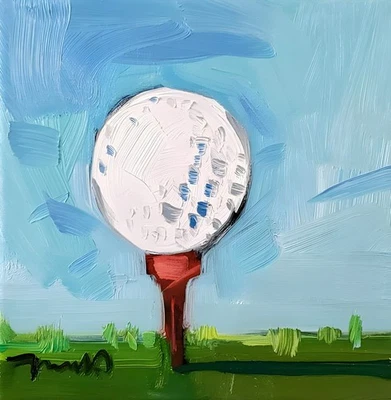 Golf Ball Art PRINT Painting by Artist Jose Trujillo 16x16 - Image 1 of 4