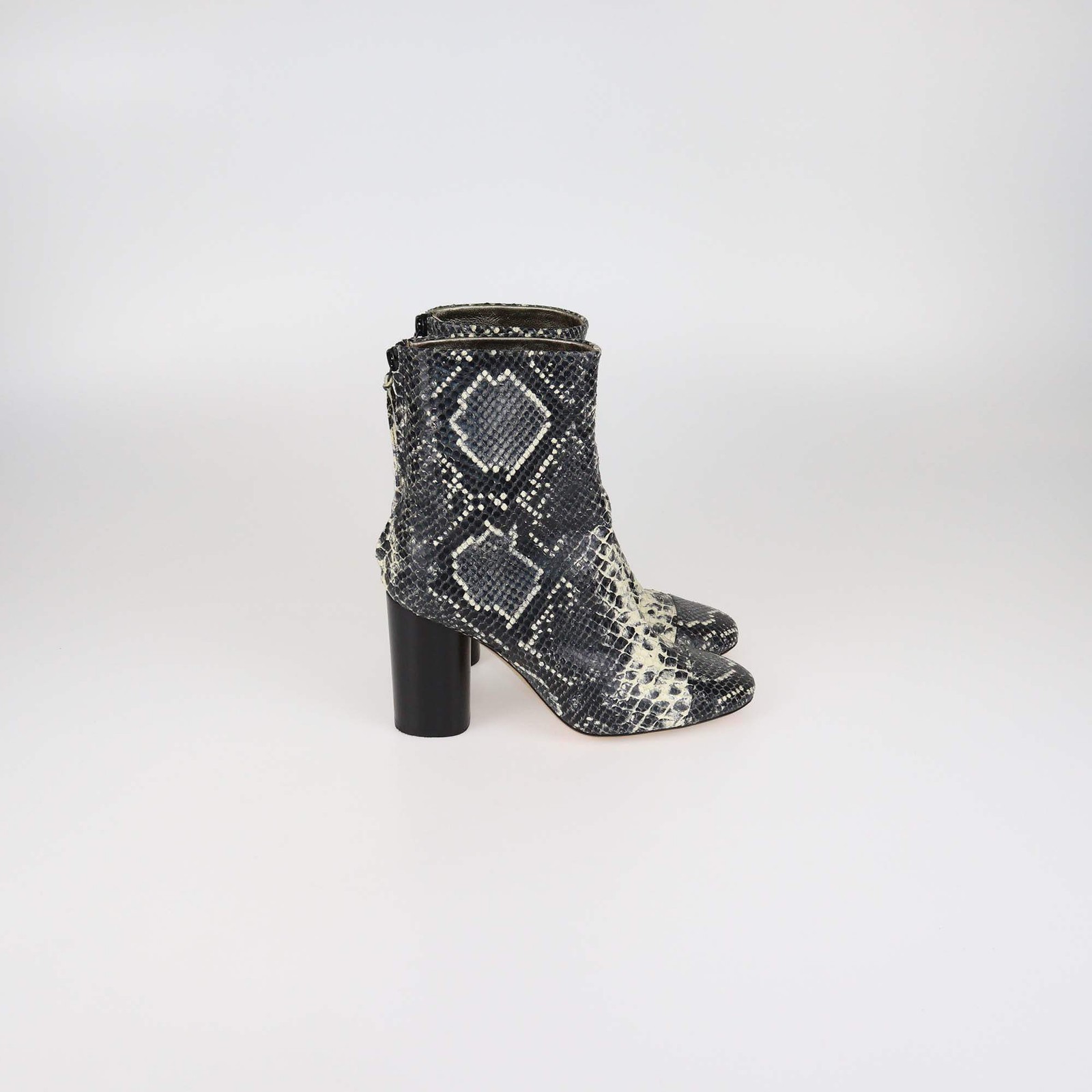Isabel Marant Black/Off White Python Embossed Lea… - image 3