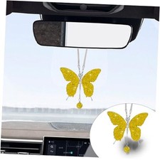 Bling Butterfly Diamond Car Hanging Accessories, Crystal Butterfly Lemon yellow