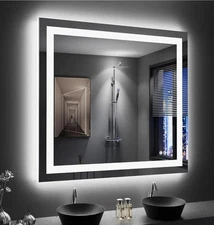 LOAAO 40x36” LED Lighted Bathroom Mirror – Dimmable, Anti-Fog, Wall Mounted READ