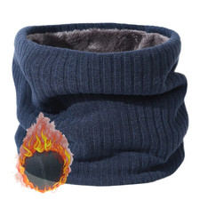 Unisex Knitted Warm Scarf Winter Autumn Ring Women Bandana Solid Scarf Fleece Me