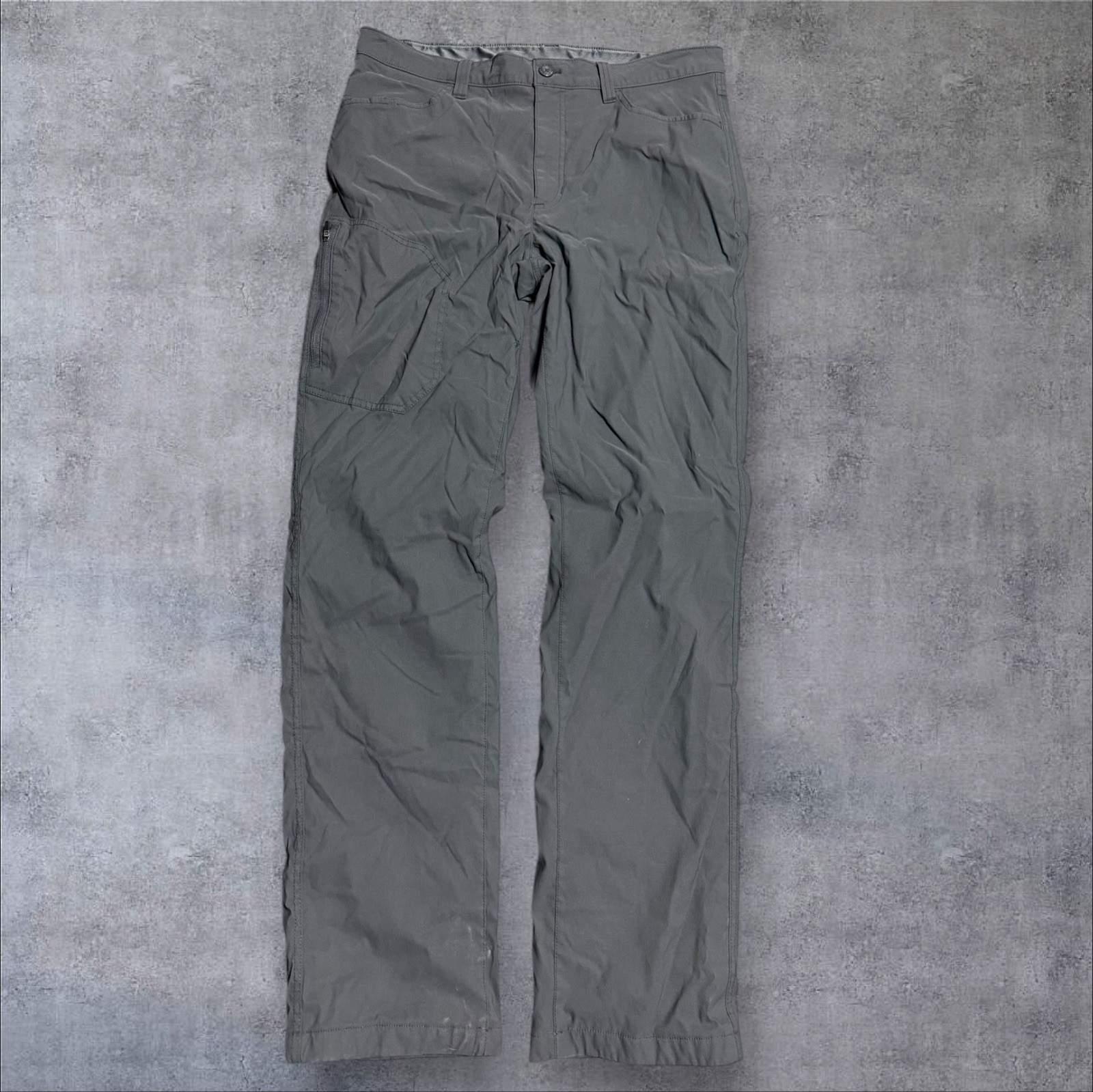 Eddie Bauer fleece lined tech pants men's 34x34 gray straight leg solid hiking